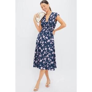 NWT Tuckernuck Hyacinth House Navy & Blush Abstract Floral Amanda Midi Dress XL‎